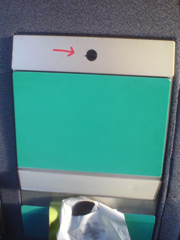 A tray table in a Danish IC3 train