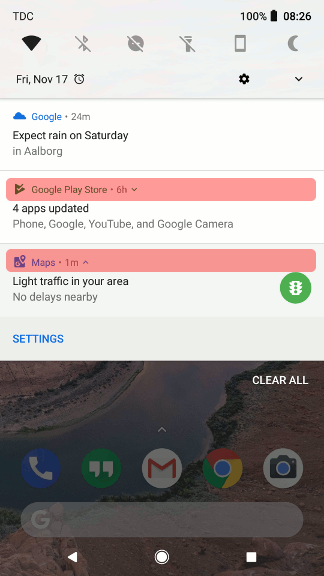 Areas for expanding/collapsing notifications